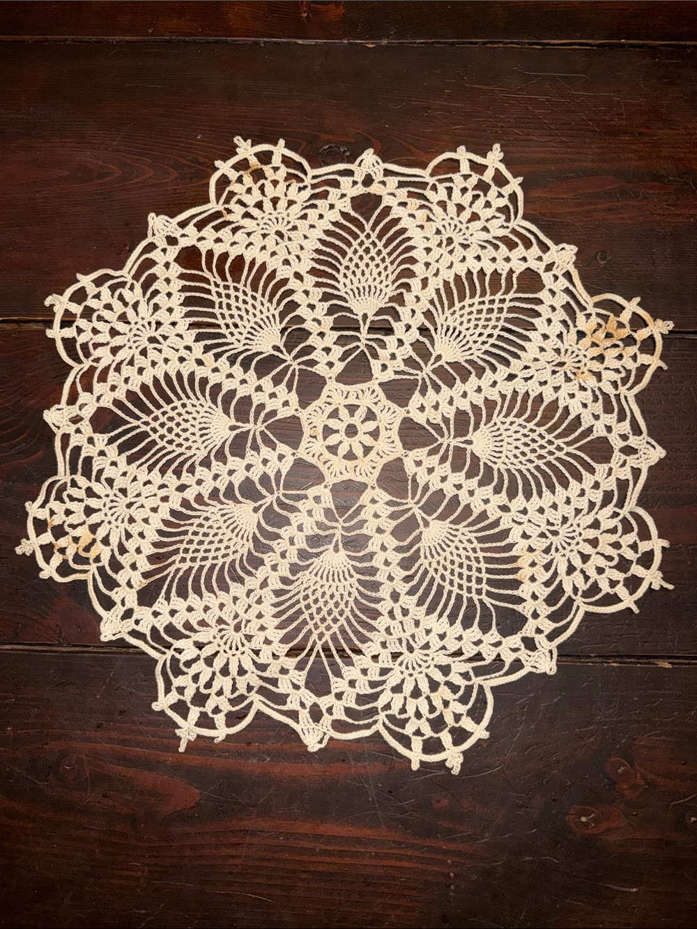 Large Antique Crochet Lace Handmade Round Doily table decor centerpiece